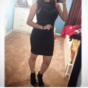 Black lace short dress, sexy evening look